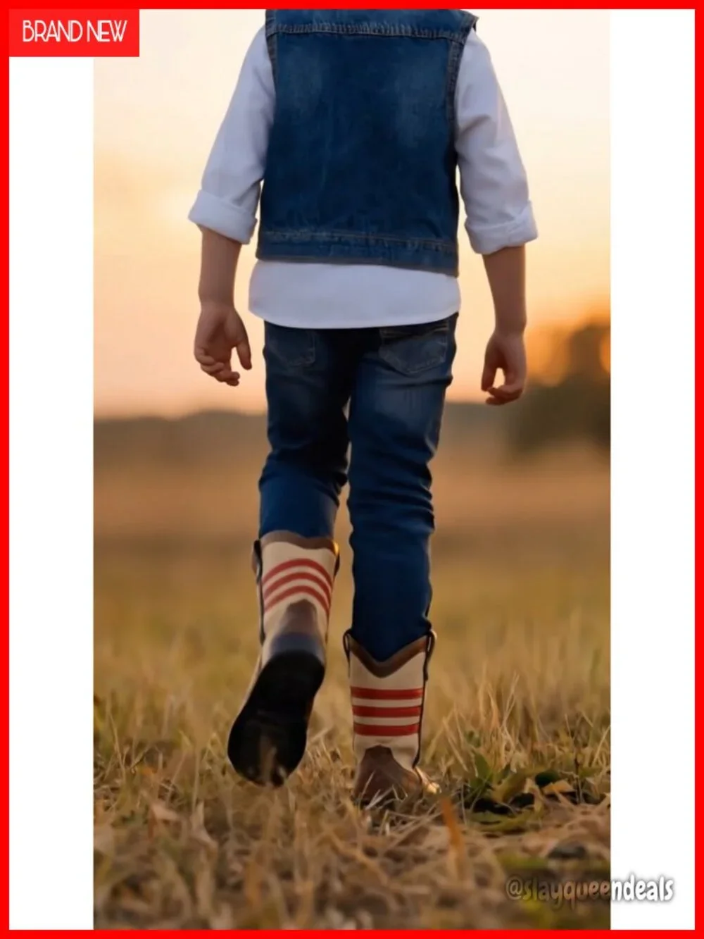 Boys Faux Leather Cowboy Boots Western Boots Zip Up Mid Calf Round Toe